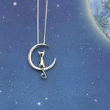 'Lucky Luna Cat' Necklace - 925 Sterling Silver
