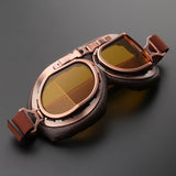 Steampunk Vintage Motorcycle Aviator Goggles Gold Yellow