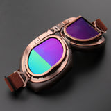 Steampunk Vintage Motorcycle Aviator Goggles Blue Iridescent