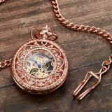 'Luxury of Time' Mechanical Hand-Wound Pocket Watch - Rose Gold