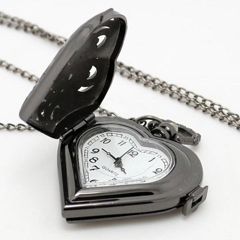 'Time For Love' Pocket Watch - Black